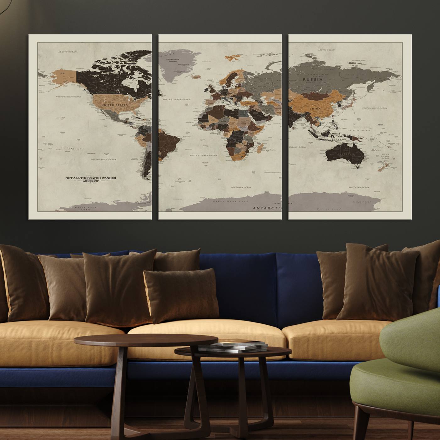 Antique World Map Canvas Print - Detailed Vintage World Map Art Print for Travel Lovers, Giclee Print, Unique Wall Decor