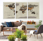 Antique World Map Canvas Print - Detailed Vintage World Map Art Print for Travel Lovers, Giclee Print, Unique Wall Decor