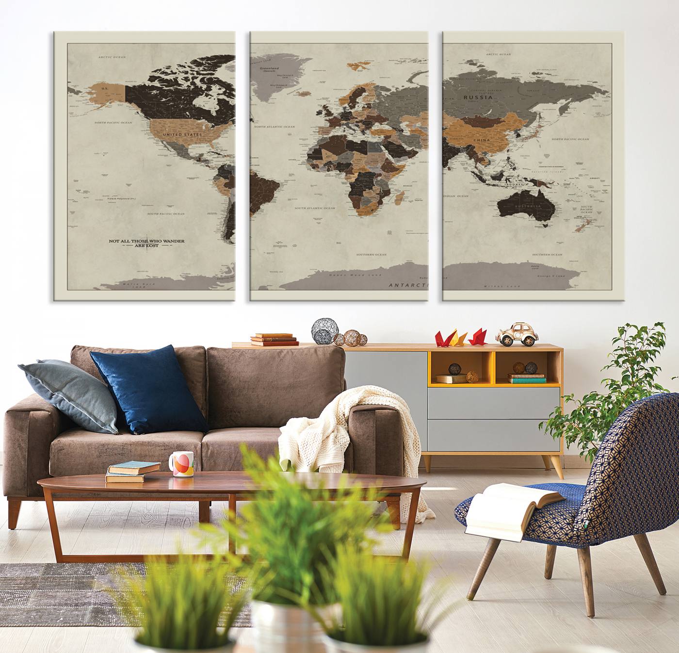 Antique World Map Canvas Print - Detailed Vintage World Map Art Print for Travel Lovers, Giclee Print, Unique Wall Decor