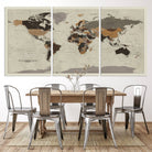 72209-MGV-CV-36X24-Antique World Map Canvas Print - Detailed Vintage World Map Art Print for Travel Lovers, Giclee Print, Unique Wall Decor