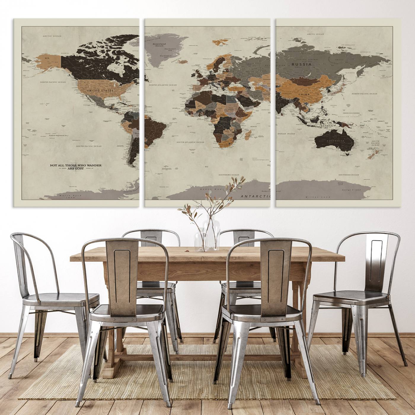 72209-MGV-CV-36X24-Antique World Map Canvas Print - Detailed Vintage World Map Art Print for Travel Lovers, Giclee Print, Unique Wall Decor