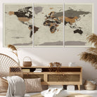 72209-MGV-CV-36X24-Antique World Map Canvas Print - Detailed Vintage World Map Art Print for Travel Lovers, Giclee Print, Unique Wall Decor