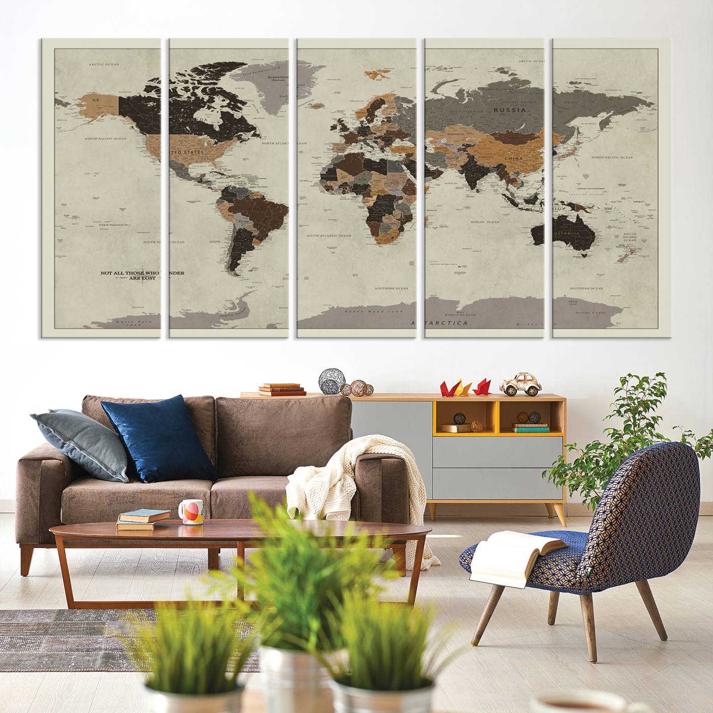 72209-MGV-CV-36X24-Antique World Map Canvas Print - Detailed Vintage World Map Art Print for Travel Lovers, Giclee Print, Unique Wall Decor
