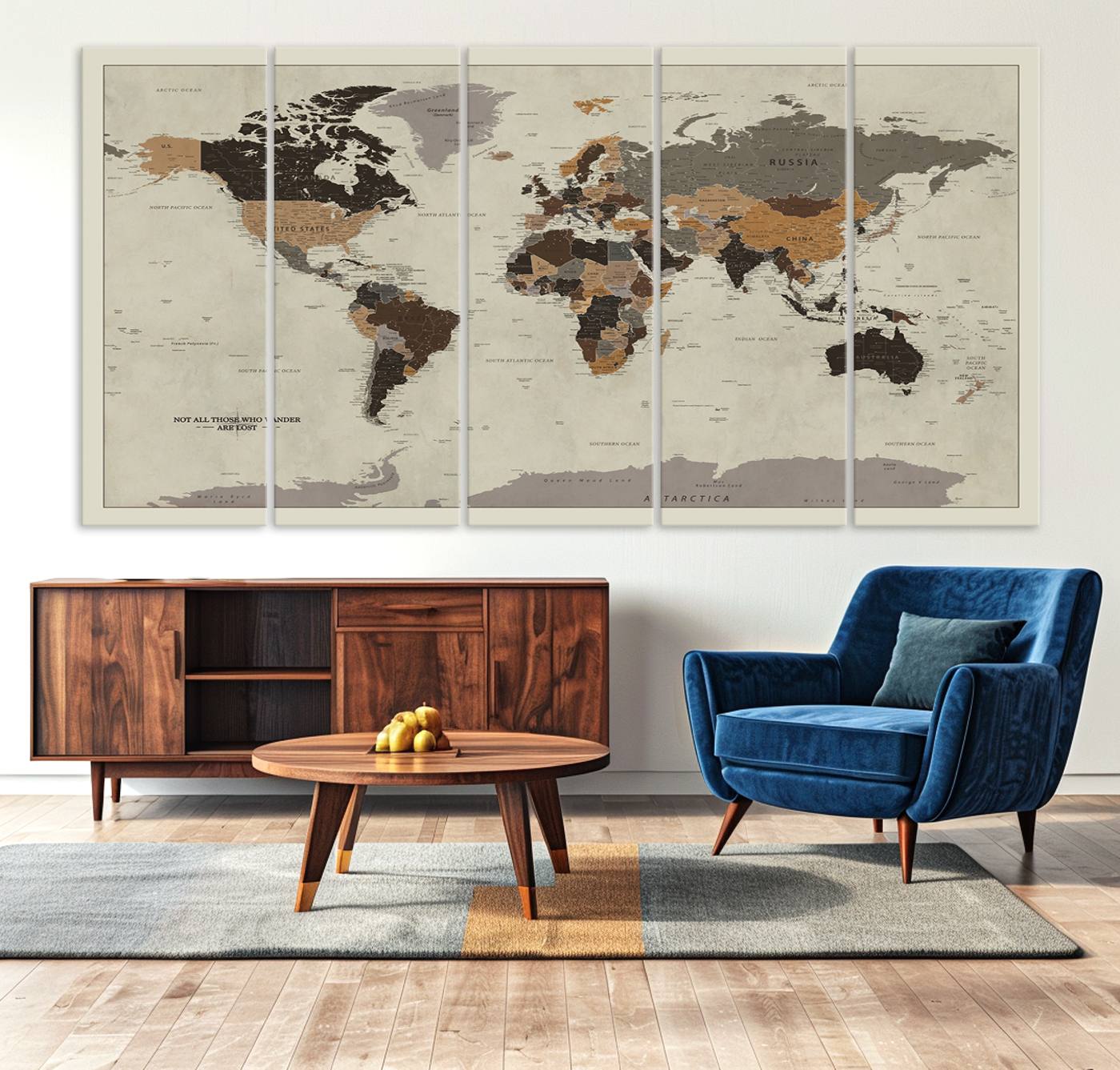 72209-MGV-CV-36X24-Antique World Map Canvas Print - Detailed Vintage World Map Art Print for Travel Lovers, Giclee Print, Unique Wall Decor