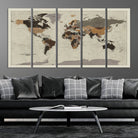 72209-MGV-CV-36X24-Antique World Map Canvas Print - Detailed Vintage World Map Art Print for Travel Lovers, Giclee Print, Unique Wall Decor