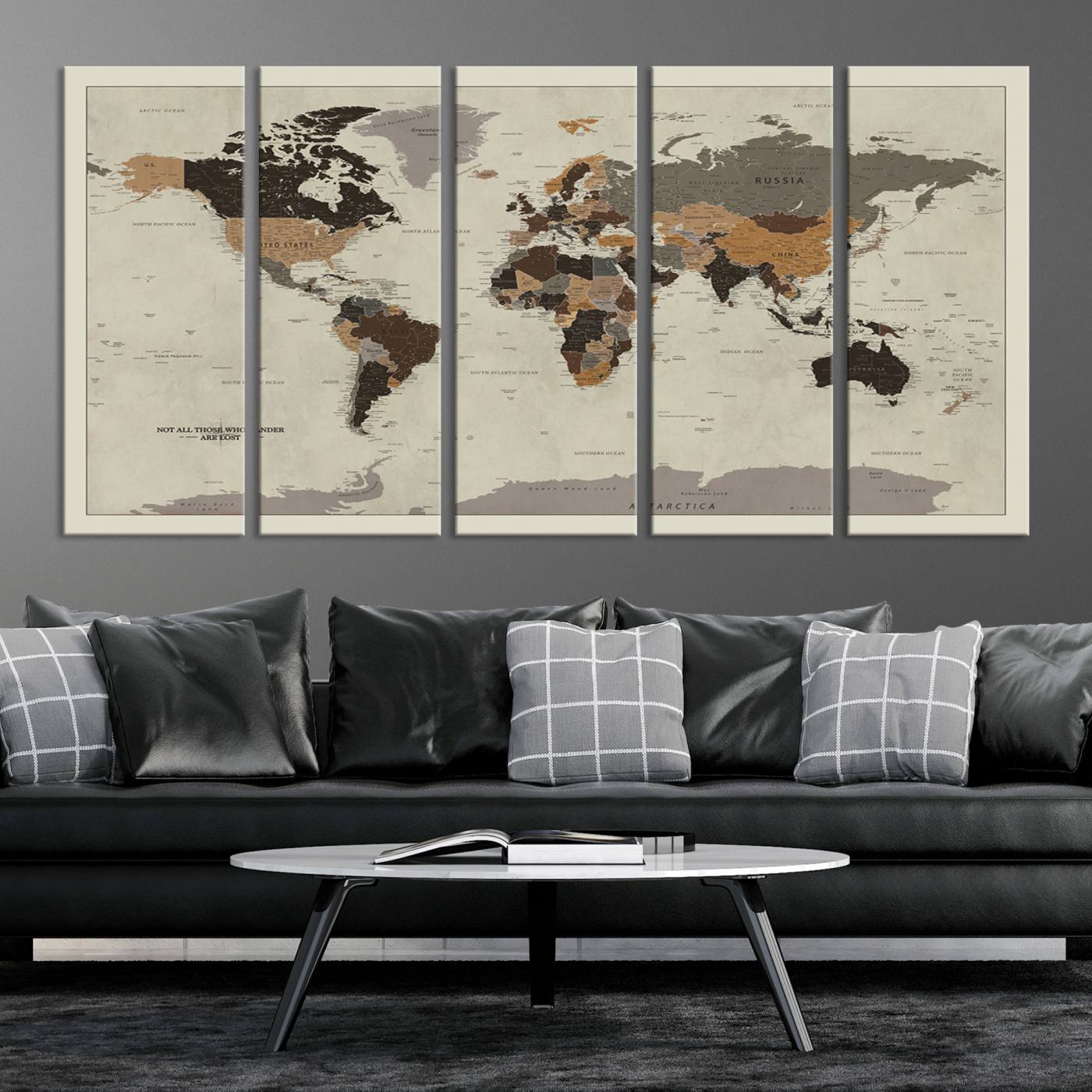 72209-MGV-CV-36X24-Antique World Map Canvas Print - Detailed Vintage World Map Art Print for Travel Lovers, Giclee Print, Unique Wall Decor