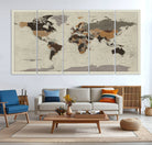 72209-MGV-CV-36X24-Antique World Map Canvas Print - Detailed Vintage World Map Art Print for Travel Lovers, Giclee Print, Unique Wall Decor