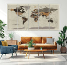 72209-MGV-CV-36X24-Antique World Map Canvas Print - Detailed Vintage World Map Art Print for Travel Lovers, Giclee Print, Unique Wall Decor