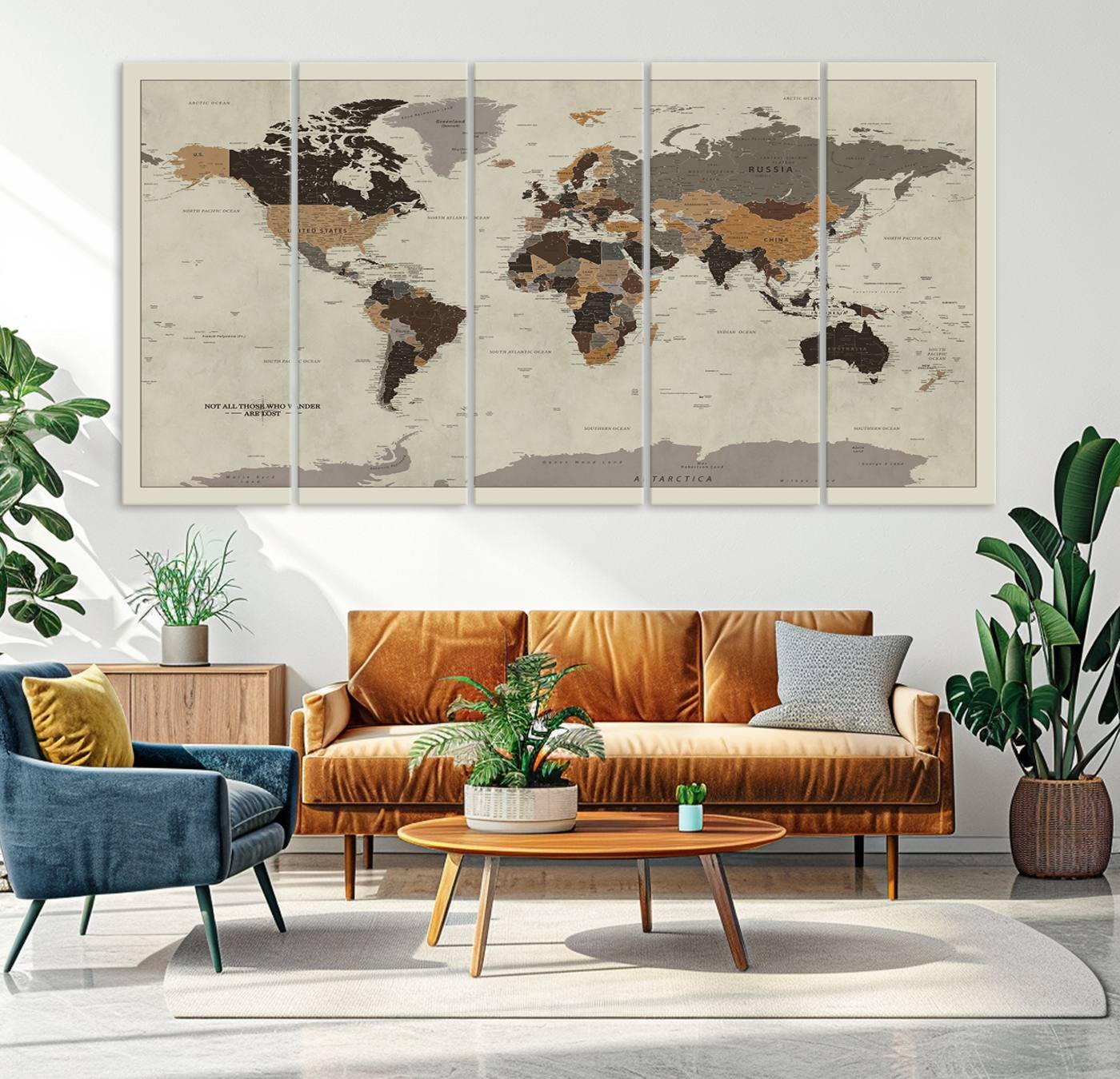 72209-MGV-CV-36X24-Antique World Map Canvas Print - Detailed Vintage World Map Art Print for Travel Lovers, Giclee Print, Unique Wall Decor