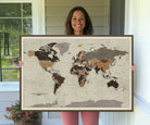 72209-MGV-CV-36X24-Antique World Map Canvas Print - Detailed Vintage World Map Art Print for Travel Lovers, Giclee Print, Unique Wall Decor