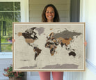 72209-MGV-CV-36X24-Antique World Map Canvas Print - Detailed Vintage World Map Art Print for Travel Lovers, Giclee Print, Unique Wall Decor