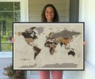 72209-MGV-CV-36X24-Antique World Map Canvas Print - Detailed Vintage World Map Art Print for Travel Lovers, Giclee Print, Unique Wall Decor