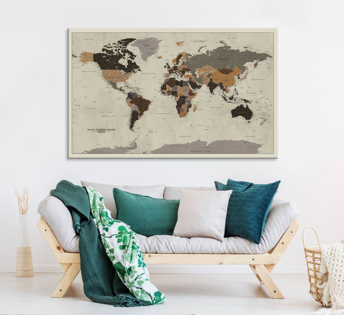 Antique World Map Canvas Print - Detailed Vintage World Map Art Print for Travel Lovers, Giclee Print, Unique Wall Decor