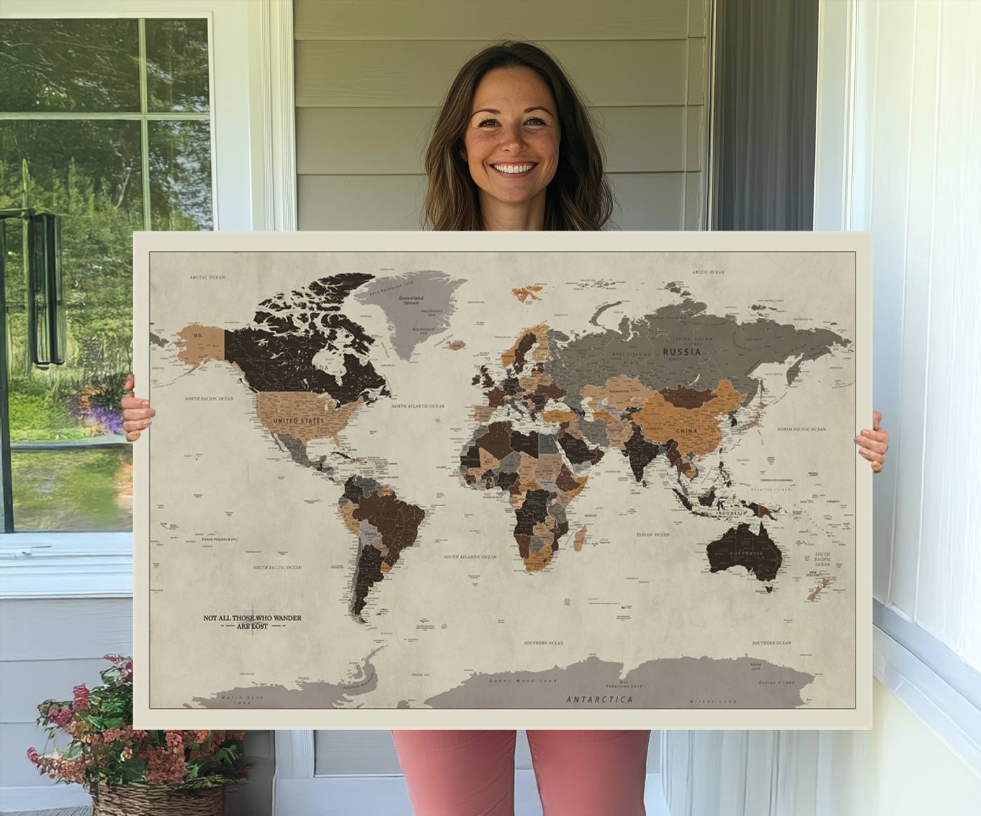 Antique World Map Canvas Print - Detailed Vintage World Map Art Print for Travel Lovers, Giclee Print, Unique Wall Decor