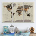 Antique World Map Canvas Print - Detailed Vintage World Map Art Print for Travel Lovers, Giclee Print, Unique Wall Decor