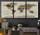 Antique World Map Canvas Print - Detailed Vintage World Map Art Print for Travel Lovers, Giclee Print, Unique Wall Decor