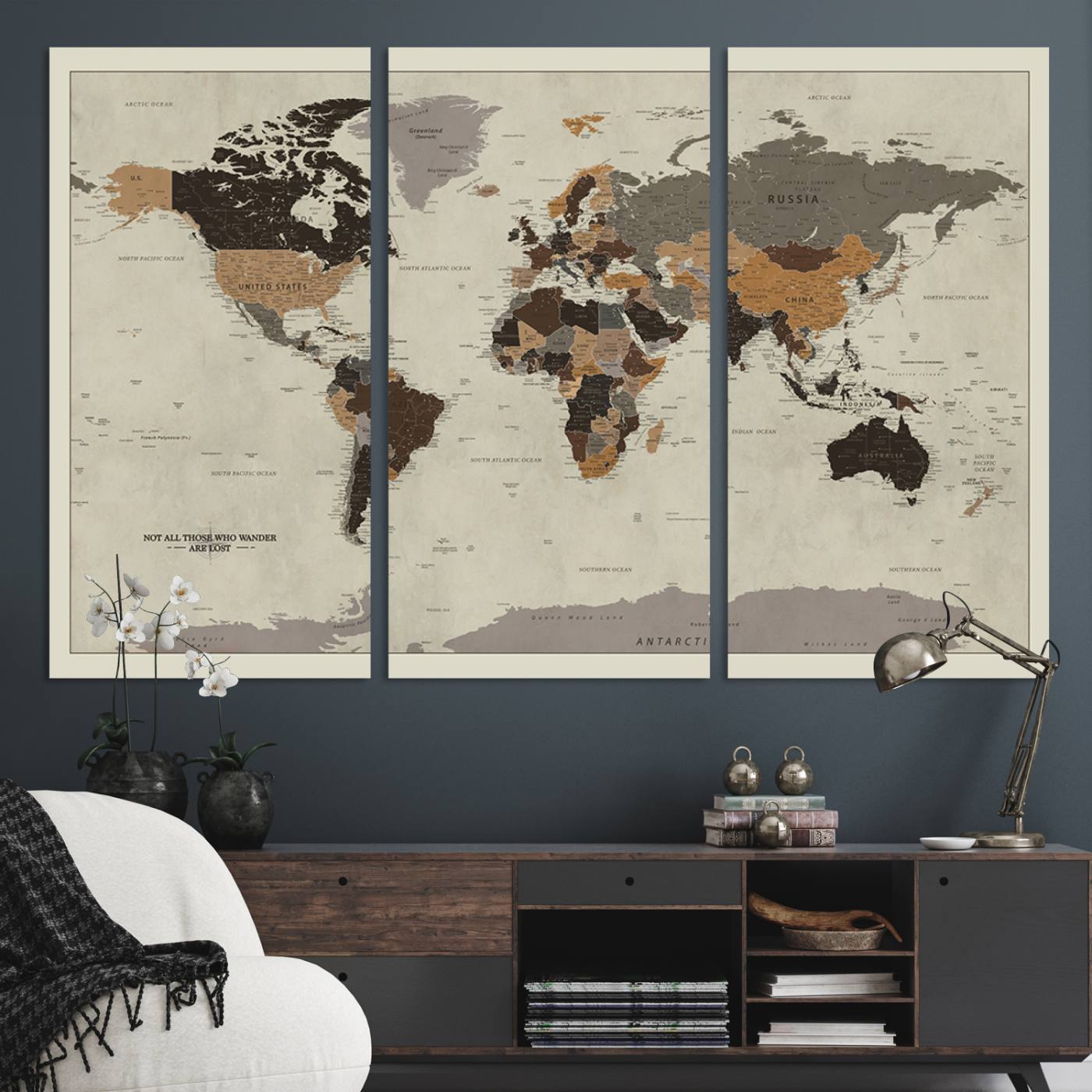Antique World Map Canvas Print - Detailed Vintage World Map Art Print for Travel Lovers, Giclee Print, Unique Wall Decor