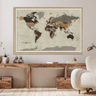 72209-MGV-FC-36X24_Natural-Antique World Map Canvas Print - Detailed Vintage World Map Art Print for Travel Lovers, Giclee Print, Unique Wall Decor
