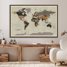 72209-MGV-FC-36X24_Walnut-Antique World Map Canvas Print - Detailed Vintage World Map Art Print for Travel Lovers, Giclee Print, Unique Wall Decor