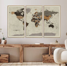 72209-MGV-FC-48X32-3P_Natural-Antique World Map Canvas Print - Detailed Vintage World Map Art Print for Travel Lovers, Giclee Print, Unique Wall Decor