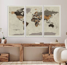 72209-MGV-FC-48X32-3P_White-Antique World Map Canvas Print - Detailed Vintage World Map Art Print for Travel Lovers, Giclee Print, Unique Wall Decor
