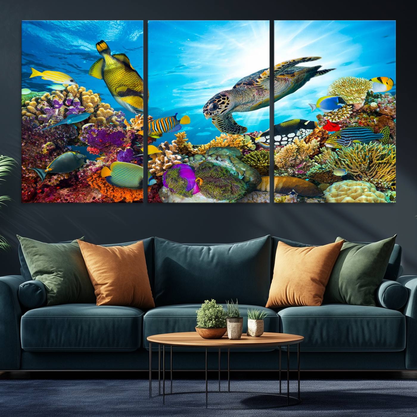 15252-MGV-CV-36X24-Aquatic Life Sea Turtles Fish Wall Art Canvas Print