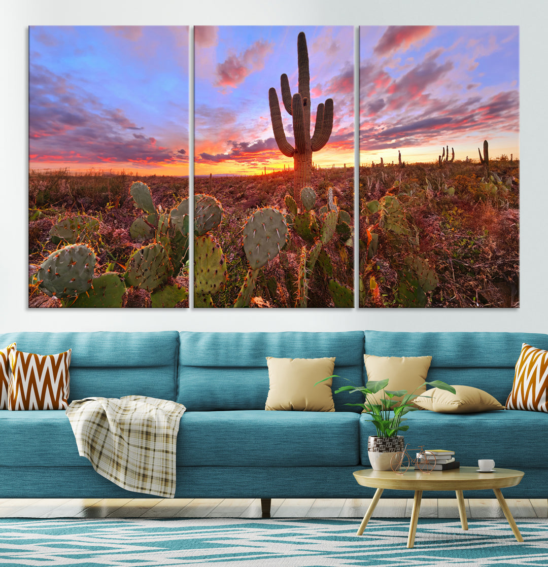 Arizona Desert Wall Art Canvas Print - Framed Deser Sunset Wall Decor
