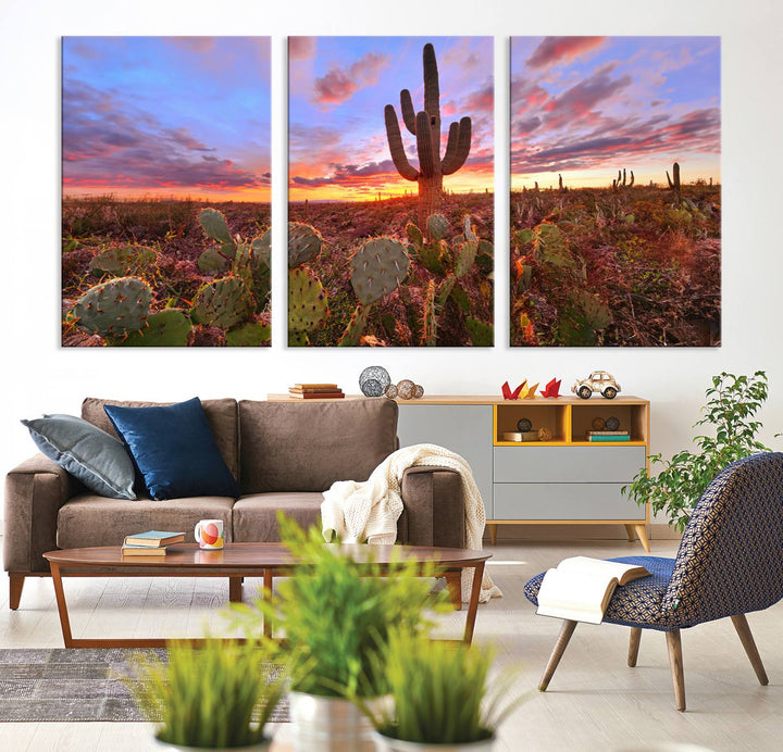 Arizona Desert Wall Art Canvas Print - Framed Deser Sunset Wall Decor