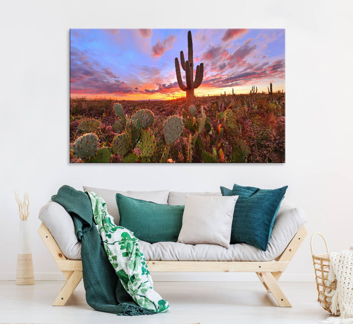 Arizona Desert Wall Art Canvas Print - Framed Deser Sunset Wall Decor