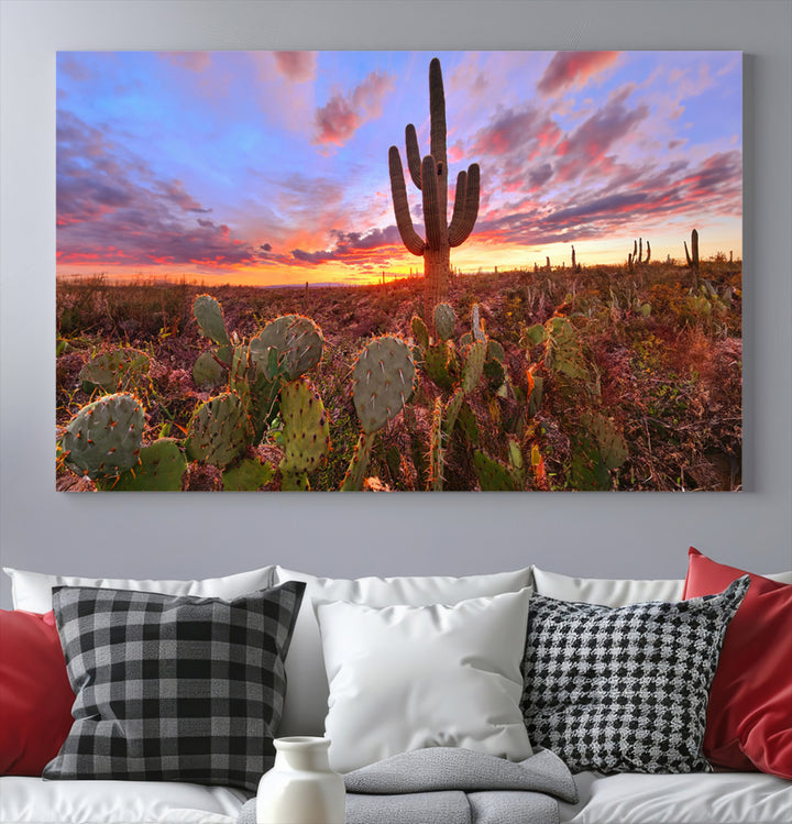 Arizona Desert Wall Art Canvas Print - Framed Deser Sunset Wall Decor