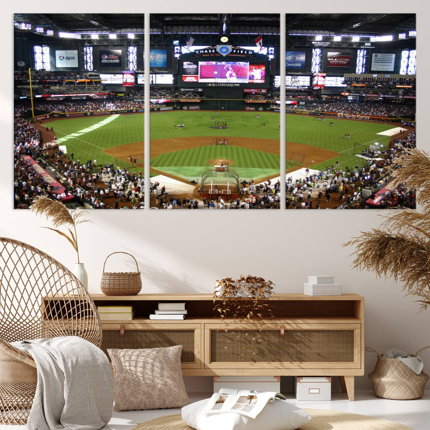 91630-MGV-CV-36X24-Arizona Diamondbacks Baseball Team Print - Phoenix Chase Field Baseball Stadium Wall Art Canvas Print