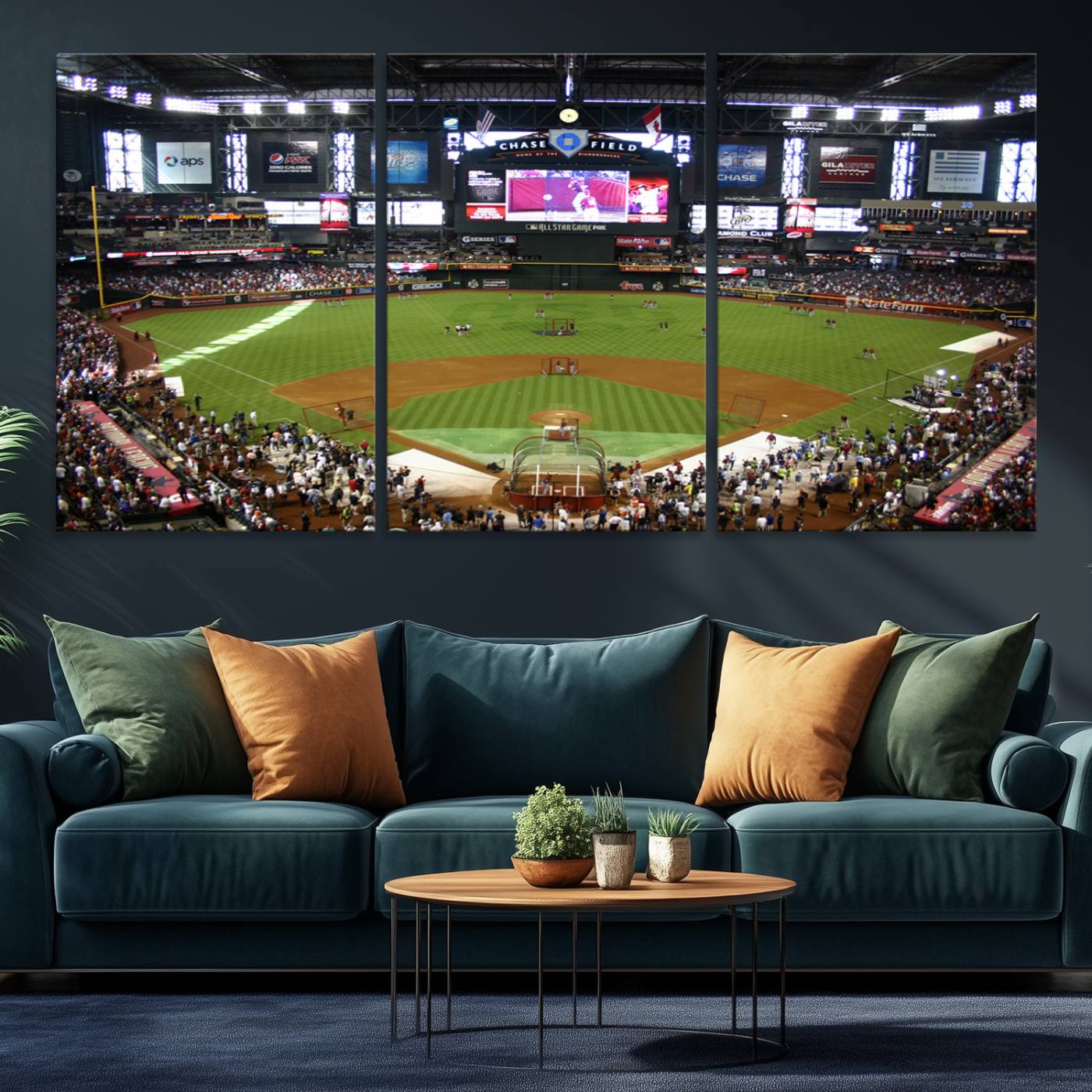91630-MGV-CV-36X24-Arizona Diamondbacks Baseball Team Print - Phoenix Chase Field Baseball Stadium Wall Art Canvas Print