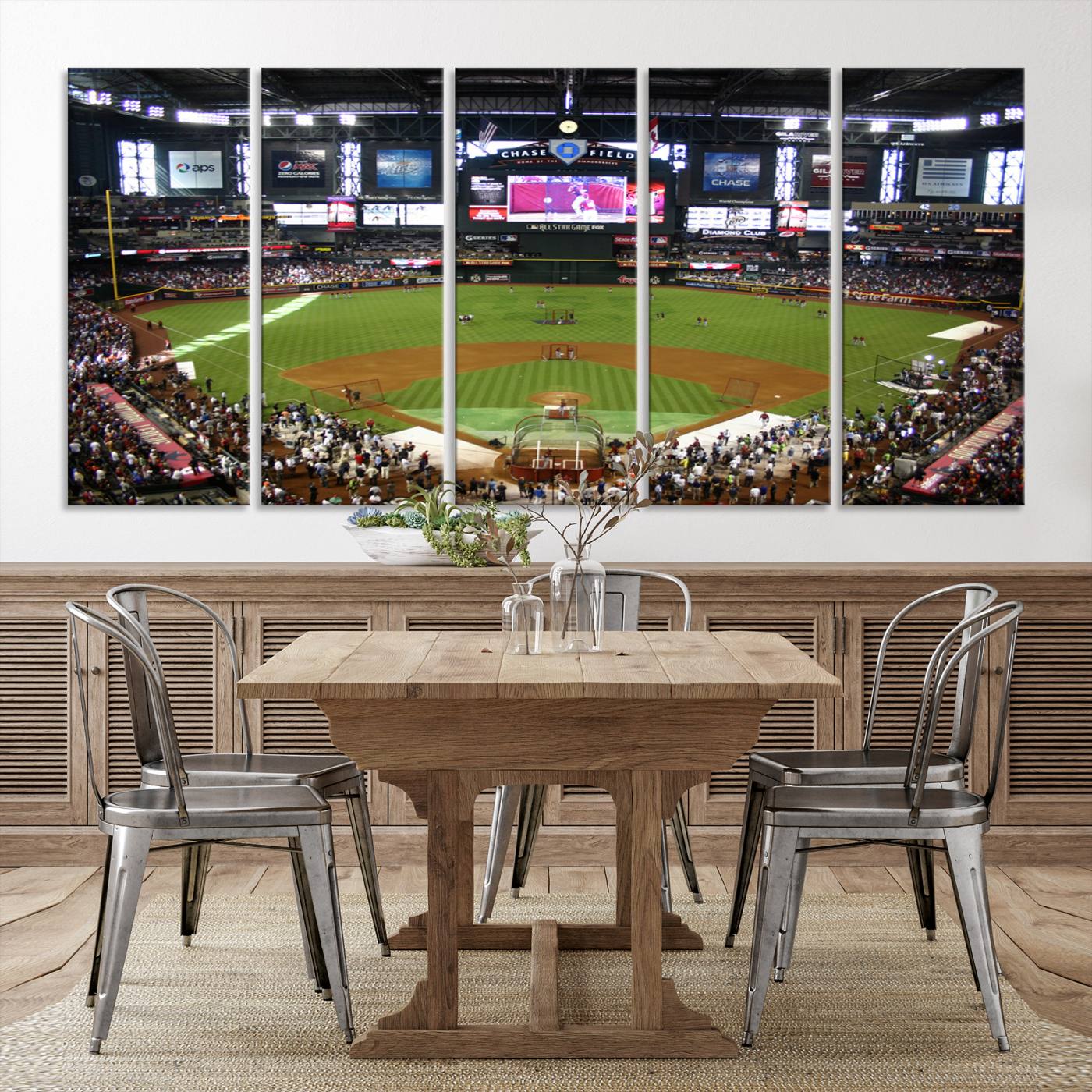 91630-MGV-CV-36X24-Arizona Diamondbacks Baseball Team Print - Phoenix Chase Field Baseball Stadium Wall Art Canvas Print