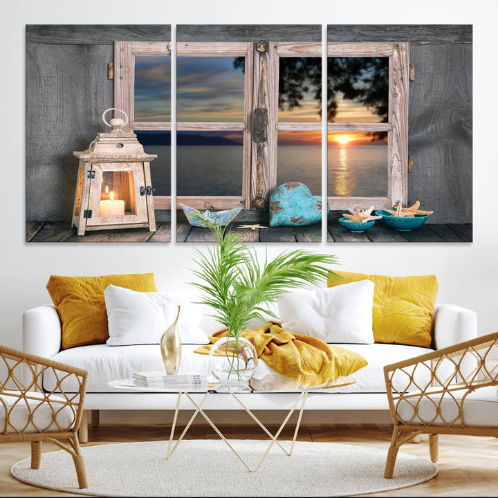 Astonishing Sunset from the Window Wall Art Canvas Print
