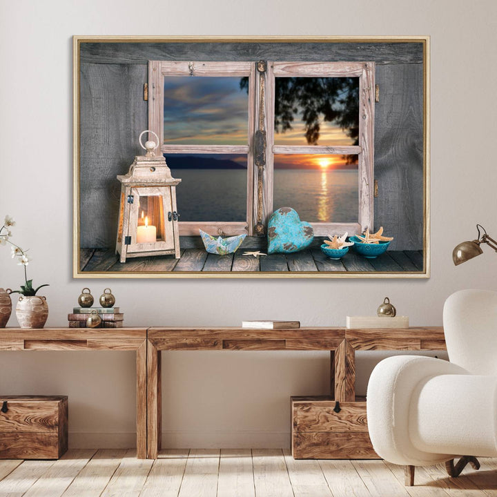 Astonishing Sunset from the Window Wall Art Canvas Print
