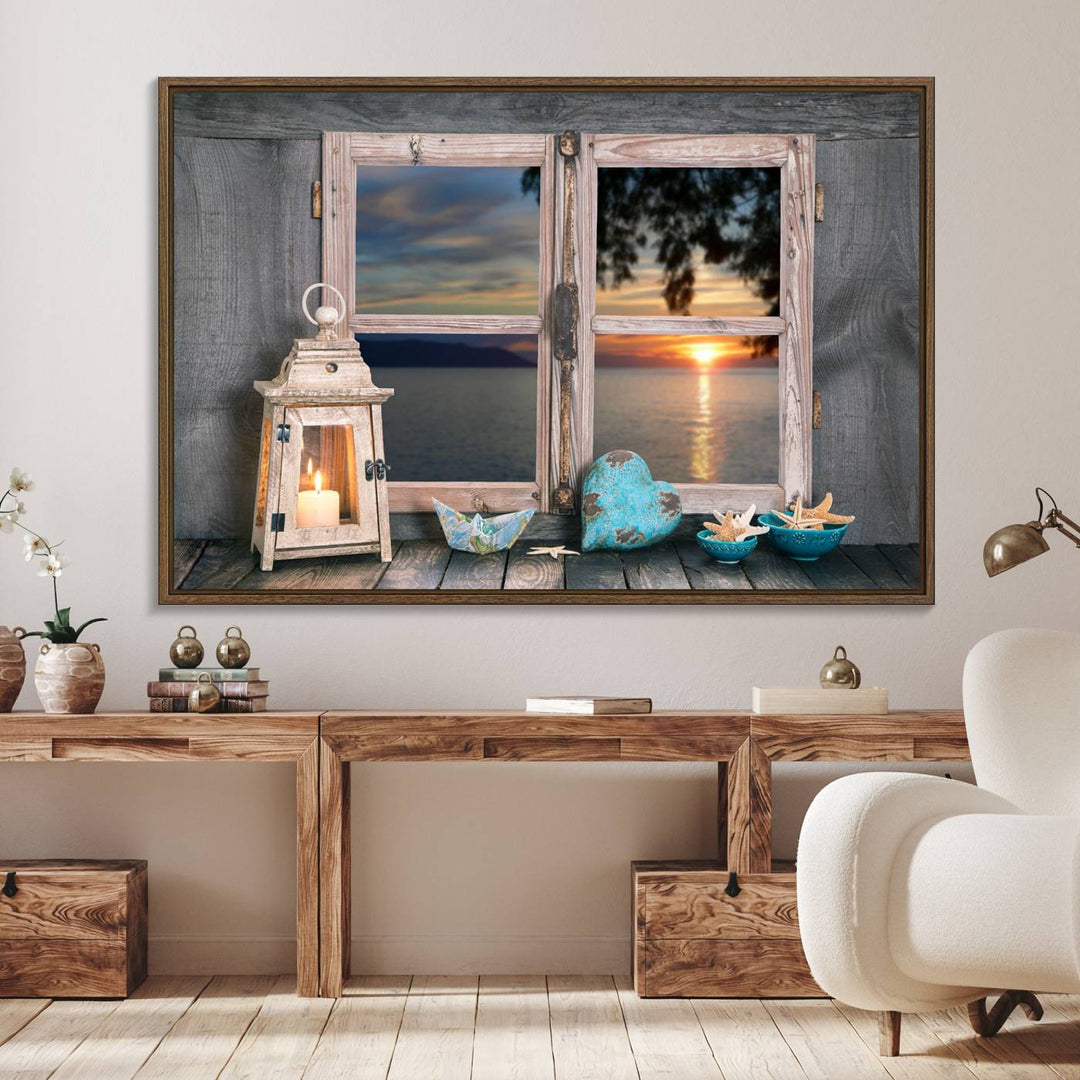 Astonishing Sunset from the Window Wall Art Canvas Print