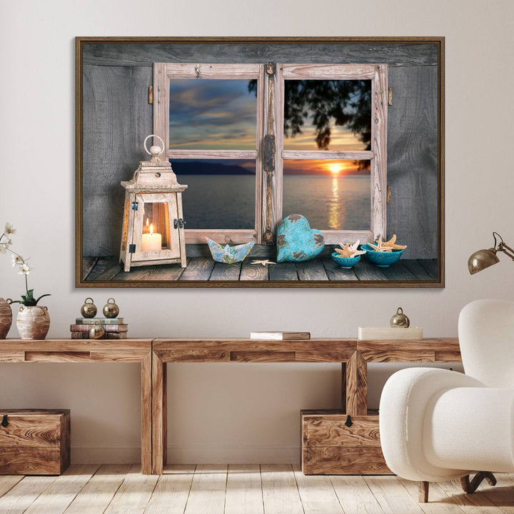 Astonishing Sunset from the Window Wall Art Canvas Print