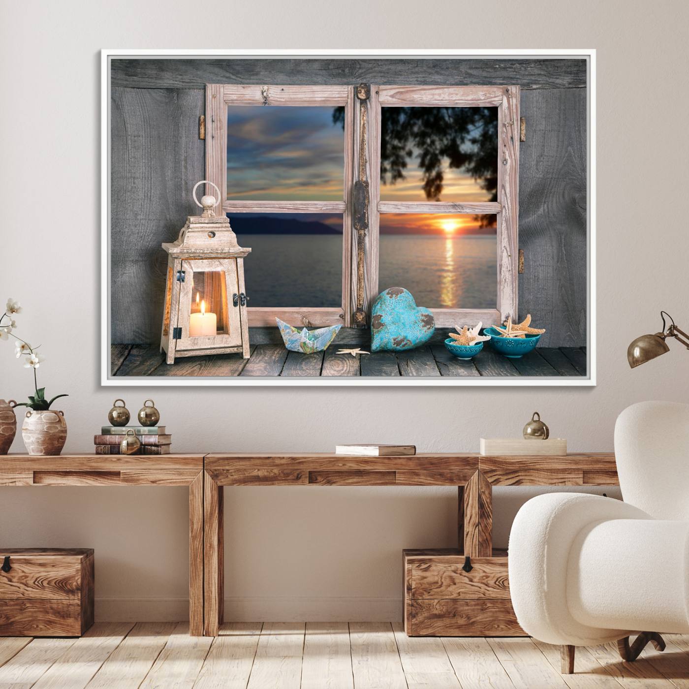 95268-MGV-FC-36X24_White-Astonishing Sunset from the Window Wall Art Canvas Print