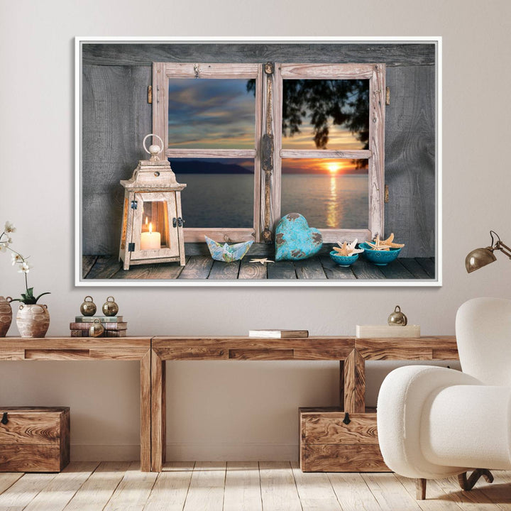 95268-MGV-FC-36X24_White-Astonishing Sunset from the Window Wall Art Canvas Print
