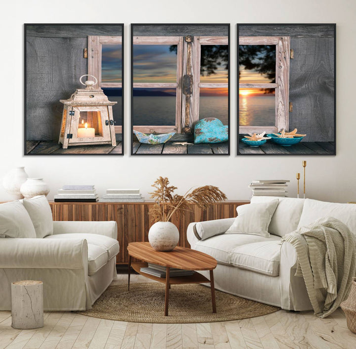 95268-MGV-FC-60X30-3P_Black-Astonishing Sunset from the Window Wall Art Canvas Print