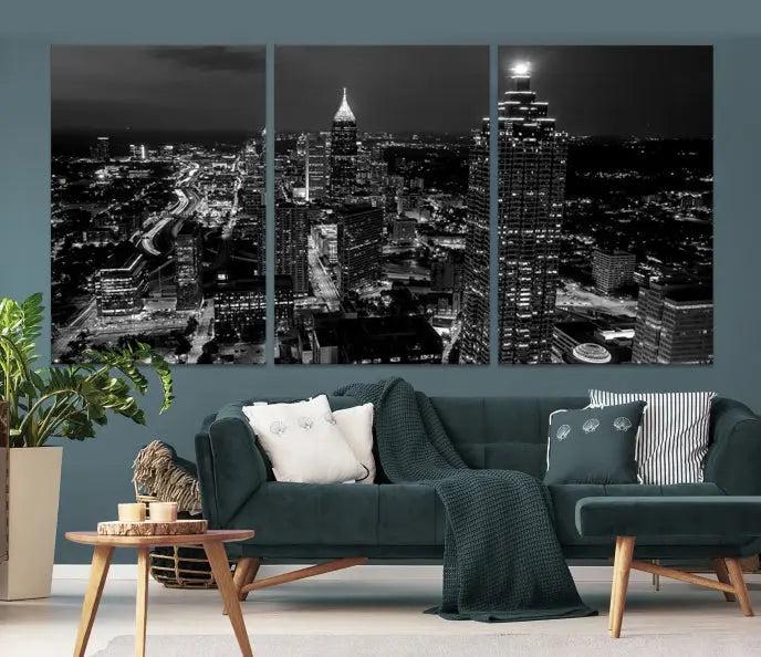 Atlanta Building Skyline Black and White Wall Art Cityscape Canvas Print 