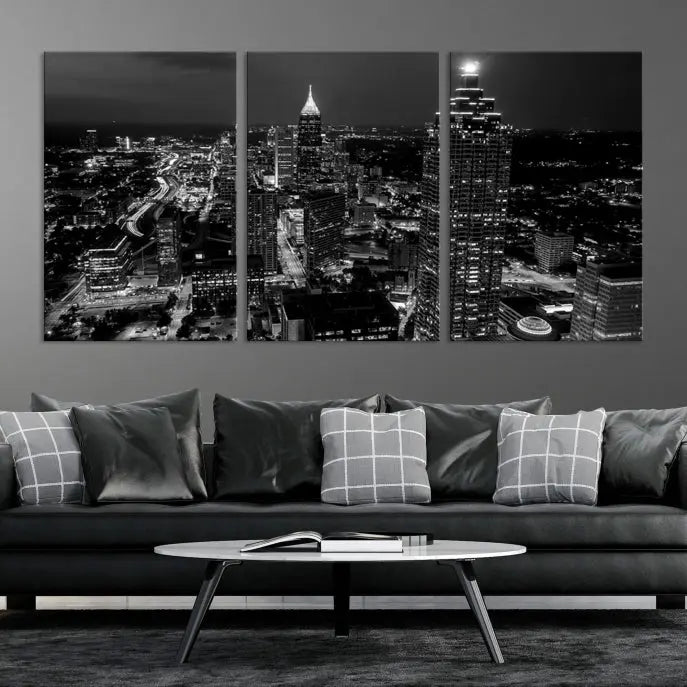 Atlanta Building Skyline Black and White Wall Art Cityscape Canvas Print 