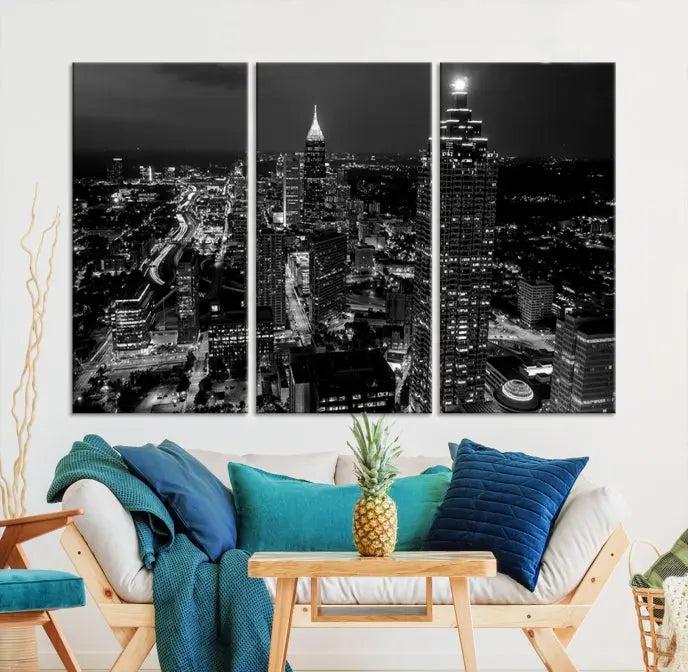 Atlanta Building Skyline Black and White Wall Art Cityscape Canvas Print 