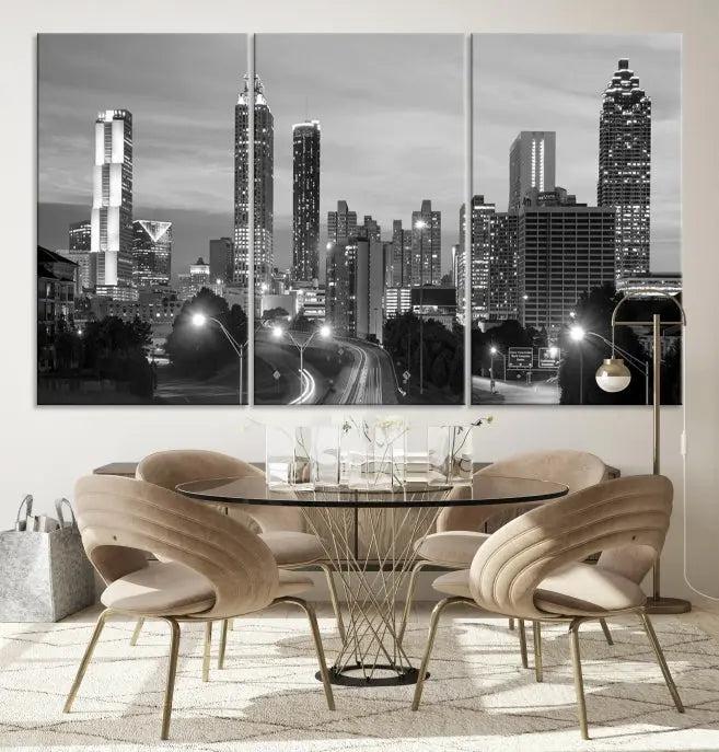 Atlanta City Black and White Wall Art 