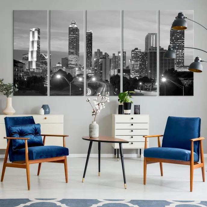 Atlanta City Black and White Wall Art 