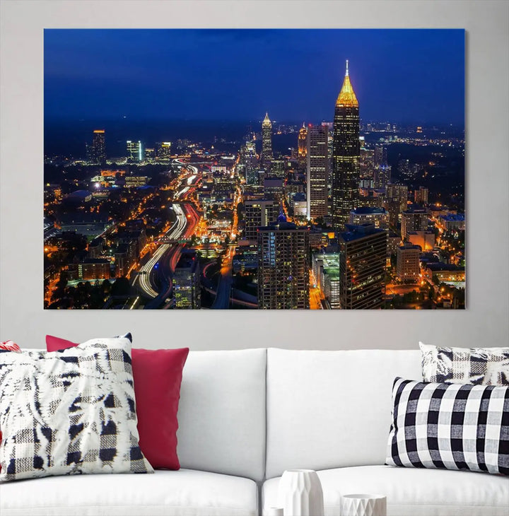 Atlanta City View Wall Art Canvas Print 