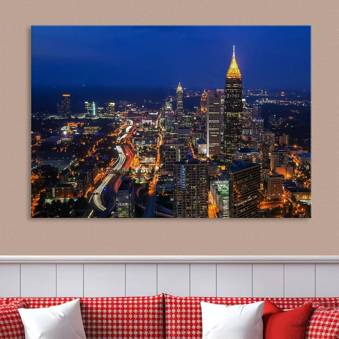 Atlanta City View Wall Art Canvas Print 