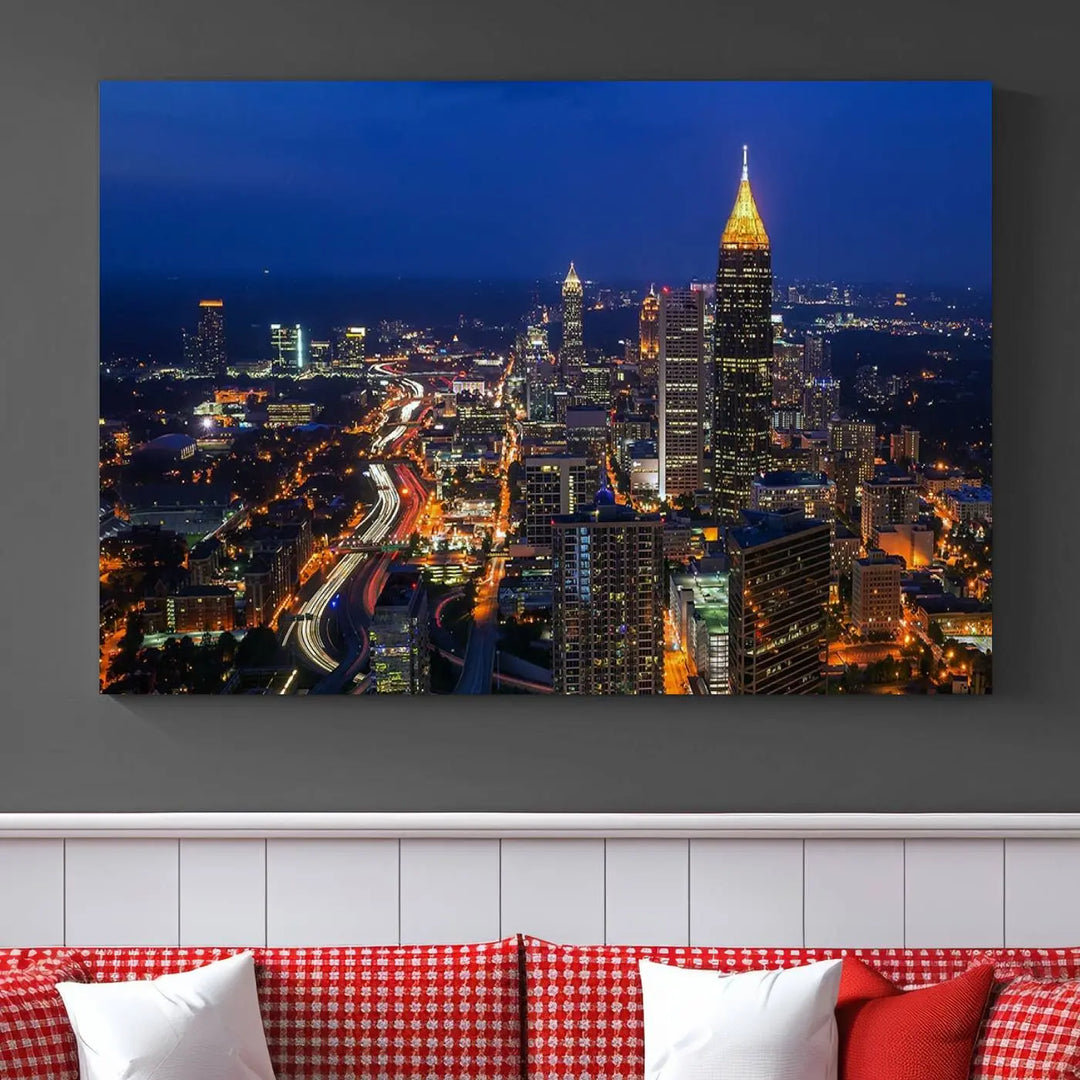 Atlanta City View Wall Art Canvas Print 