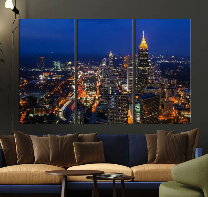 Atlanta City View Wall Art Canvas Print 