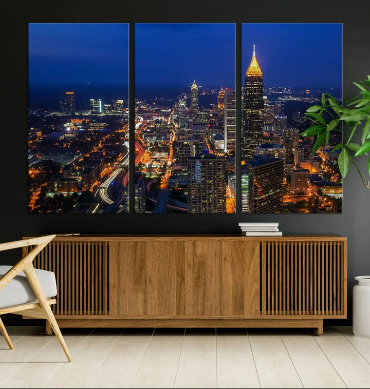 Atlanta City View Wall Art Canvas Print 